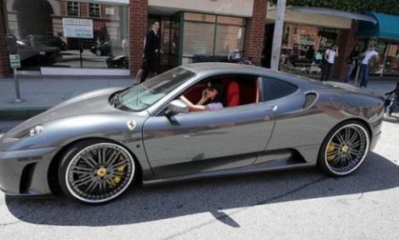 Reggie Bush's F430 Ferrari with "Whats Her Face?" behind the wheel