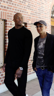 Dr. Dre and Jimmy Iovine on the campus of U.S.C.  Emily Berl for The New York Times