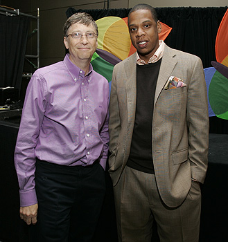 Bill Gates and Jay Z on the set of The Big Idea television program 2010