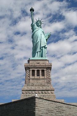 For many immigrants, the Statue of Liberty was their first view of the United States, signifying new opportunities in life. The statue is an iconic symbol of the American Dream. http://en.wikipedia.org/wiki/File:Statueofliberty.JPG