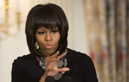 "I find your lack of faith disturbing" Michelle Obama enacting the Darth Vader choke hold.