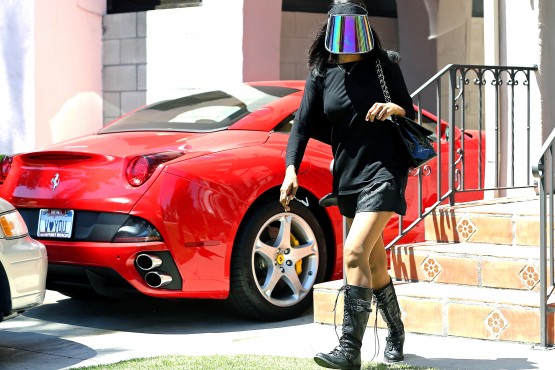 V. Stiviano Steps Out With Her Visor Mask